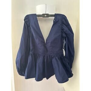 STAUD Luna Top Blouse Navy 4